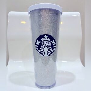 RARE Starbucks White Glitter Tumbler – 24 oz Venti Cold Cup (No Straw)